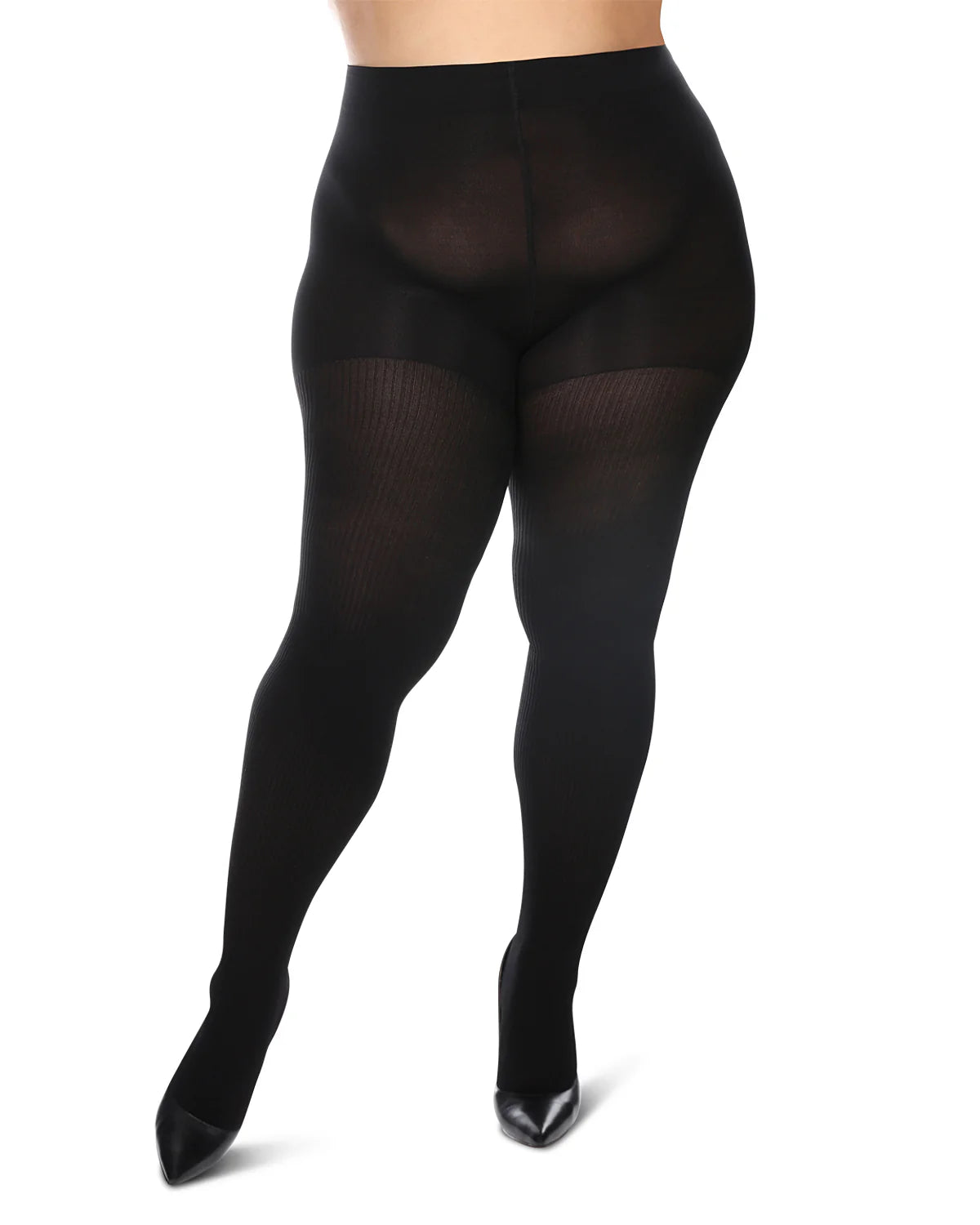 Bas collant opaque cotele noir Mademoiselle Curvy