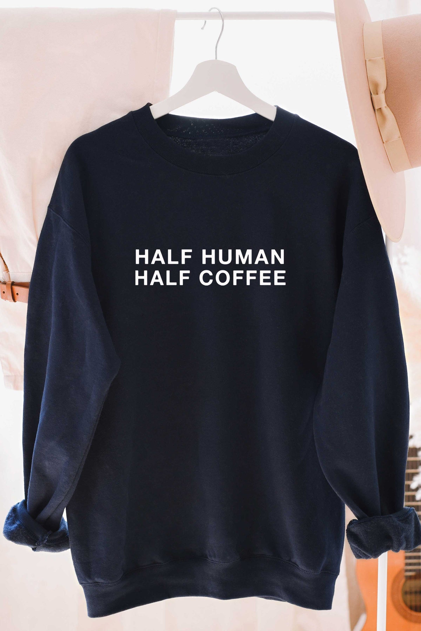 Coton ouaté ''Half human, half coffee'' (marine)