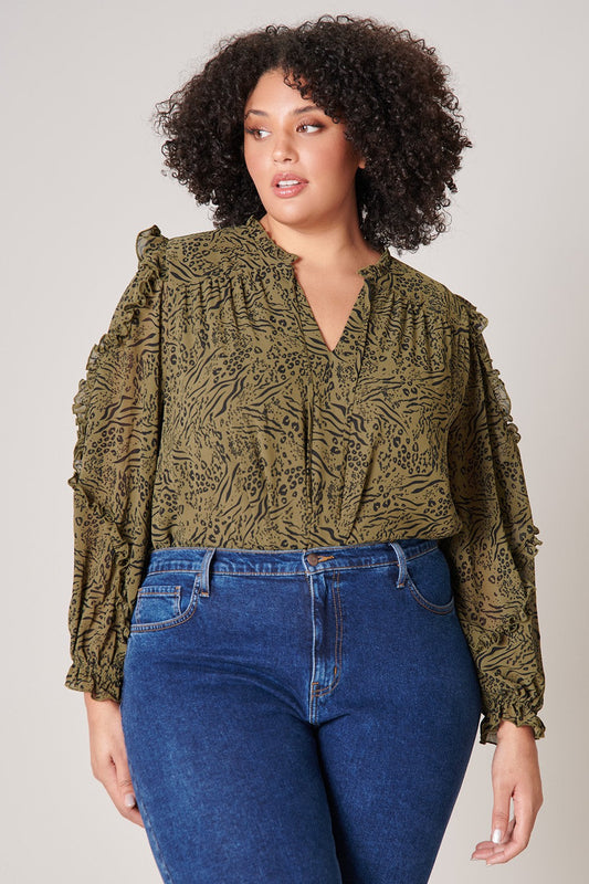 The Olive Blouse with Leopard patterns