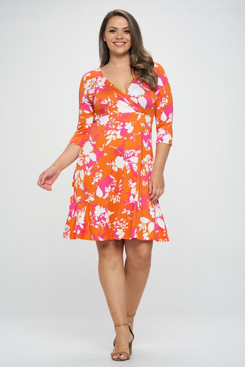 La robe orange/rose florale