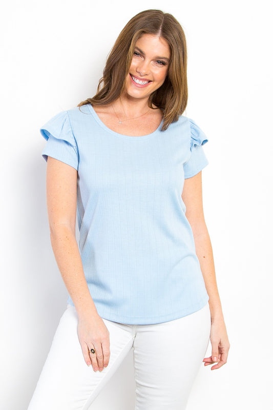 High ribbed with puffy sleeves - Blue