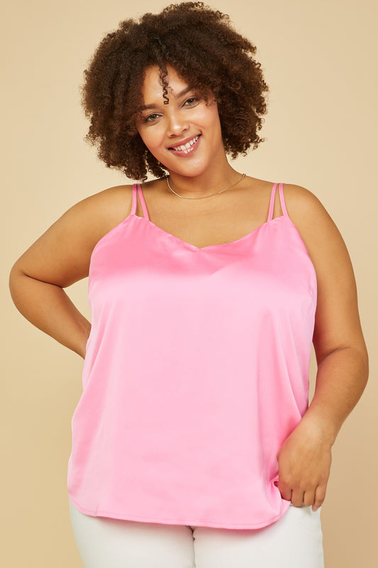 Camisole satinée rose ballerine pour veston