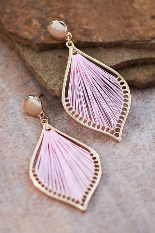 Pink wire earrings