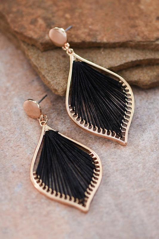 Black thread earrings