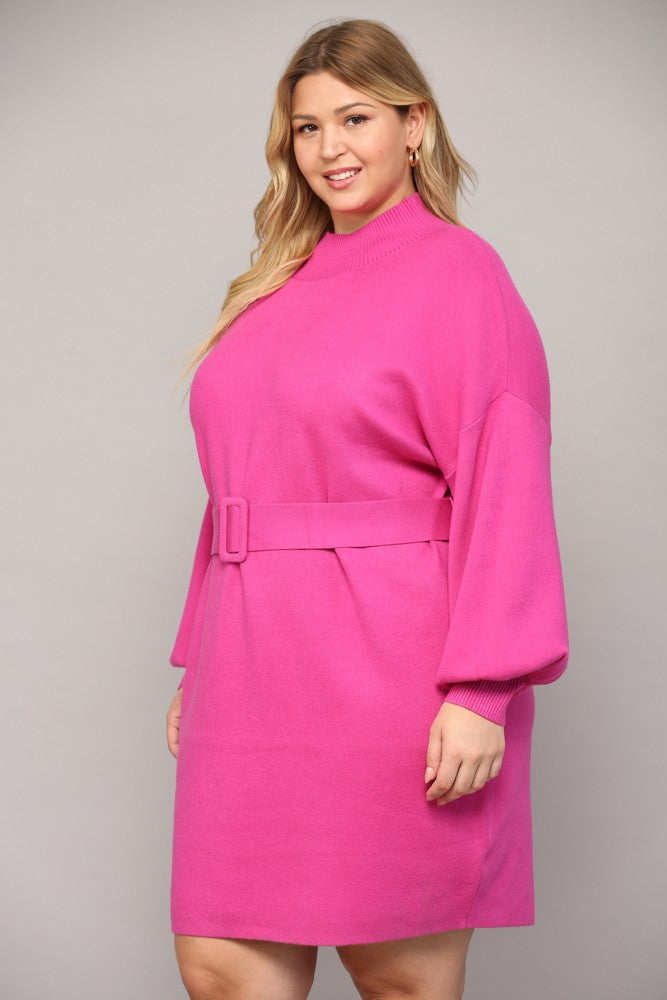 Robe pull a manches ballon et ceinture oversize Mademoiselle Curvy