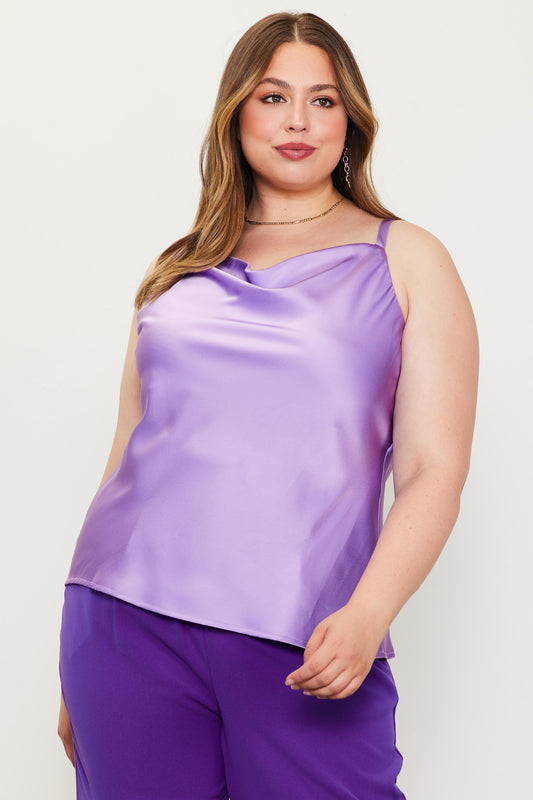 Camisole satinée digital lavender pour veston