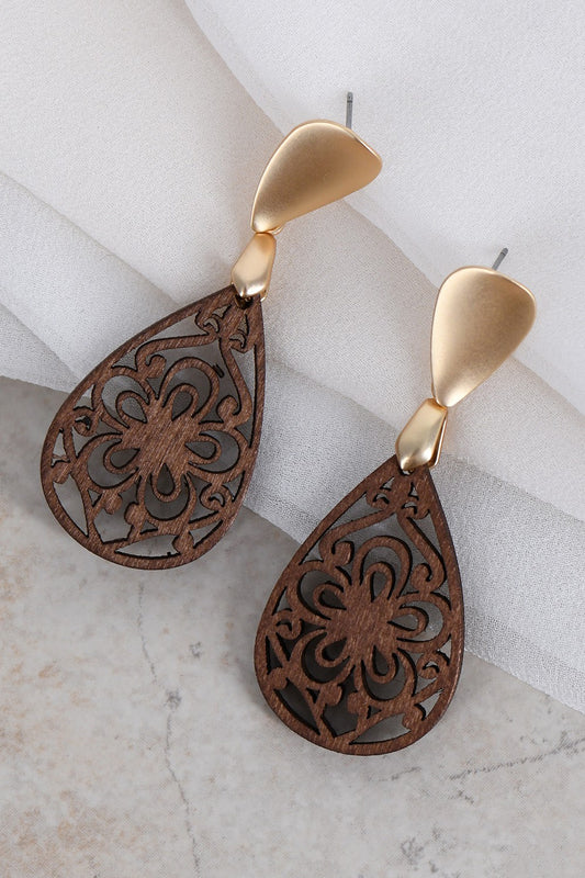 Boucles d’oreilles bohèmes en bois #1