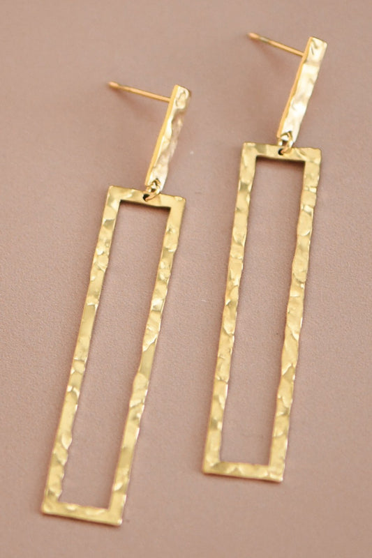 Stainless steel rectangular earrings