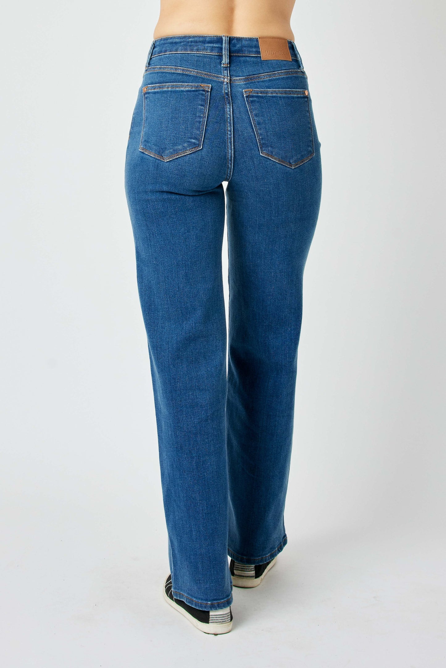 Jean extensible taille haute à jambe large - Judy Blue