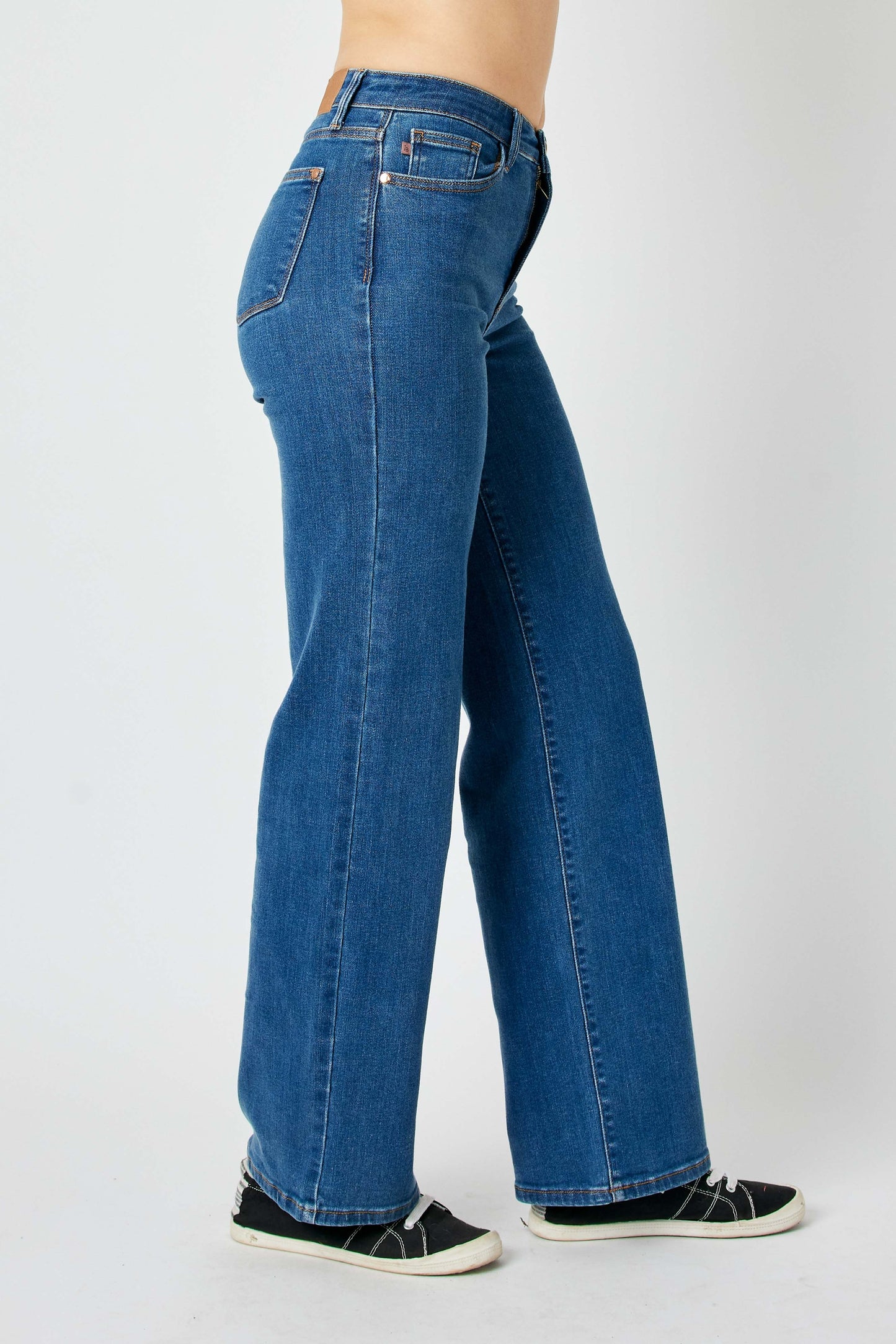 Jean extensible taille haute à jambe large - Judy Blue