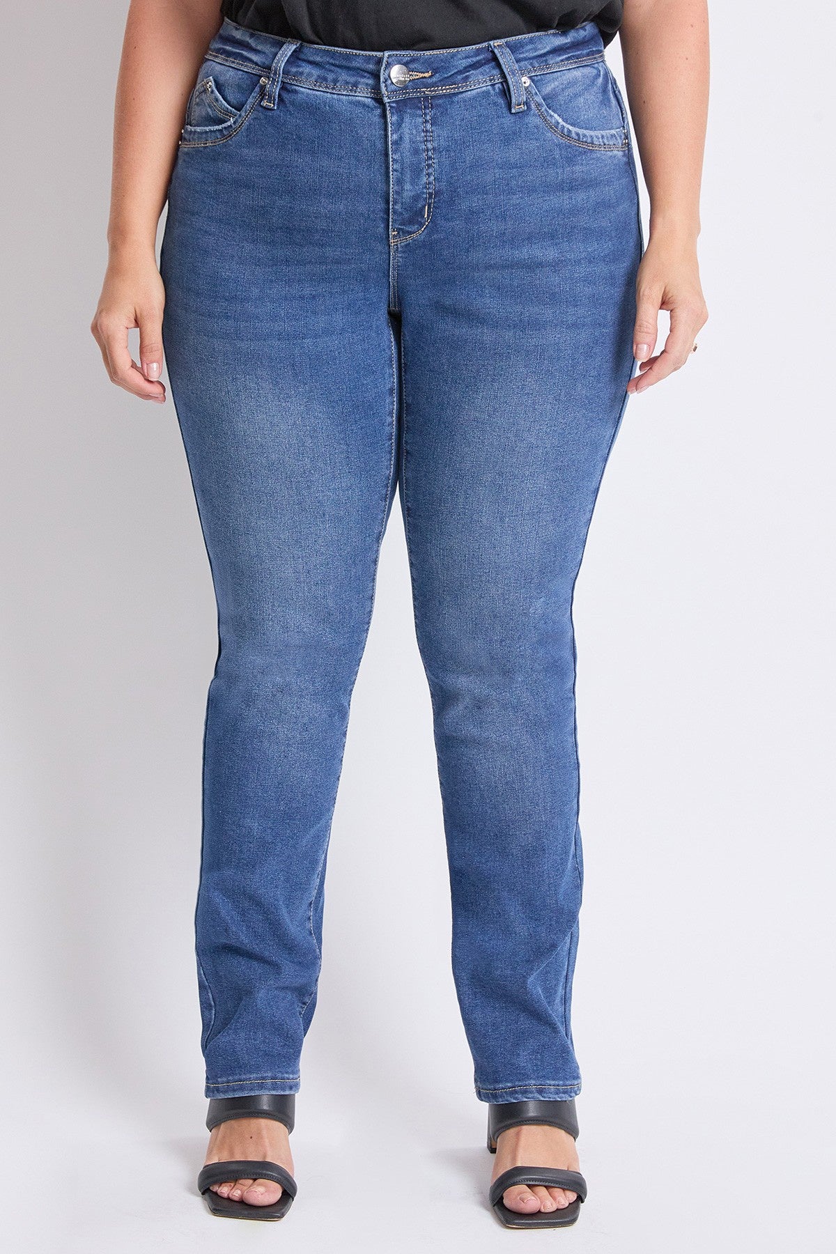 Jean à jambe droite taille haute medium wash (31 po)