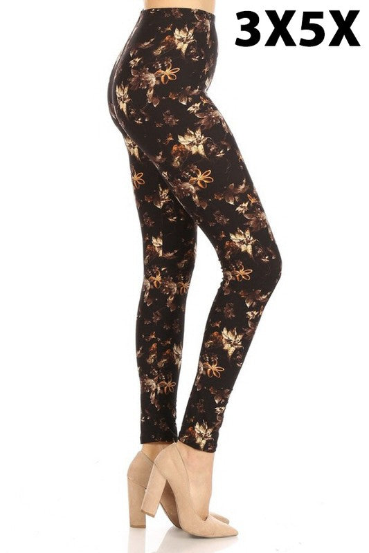 Legging à motif - Brun floral (Taille 20 à 24)