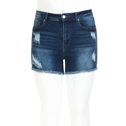 Vintage effiloche shorts - Dark blue