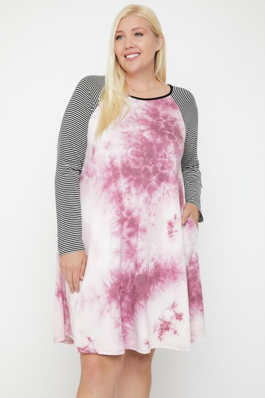 Robe tie-dye à manches lignées