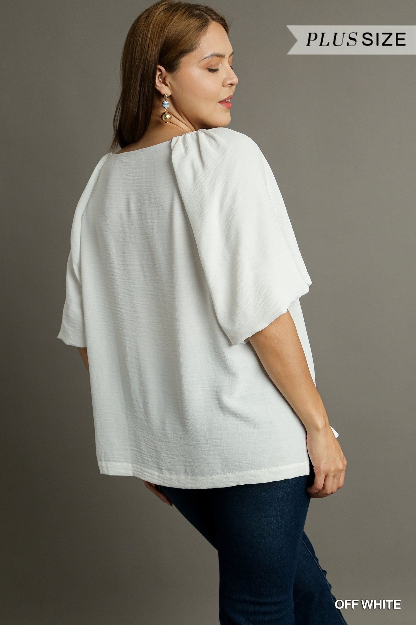 White blouse with bubble sleeves