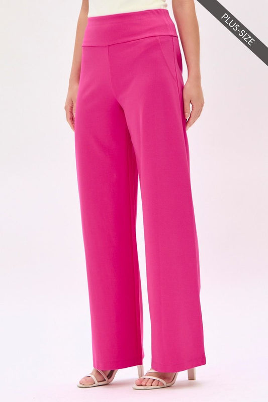 PRÉVENTE - Pantalon propre à jambe large fuschia (31 po)