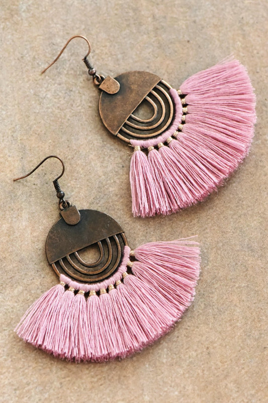 Boucles d'oreilles boho chic rose