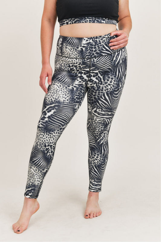 Legging sport à motif zébré (Contrôle du ventre)