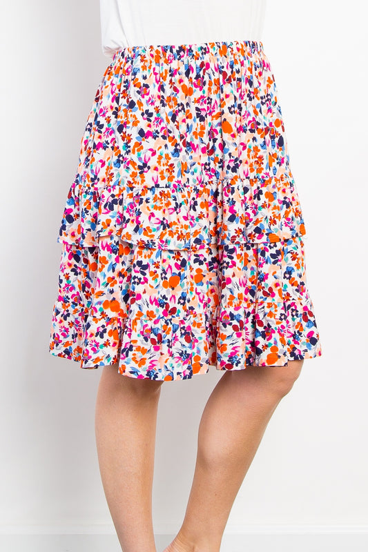 Unwanted flowery skirt (ivory/orange)