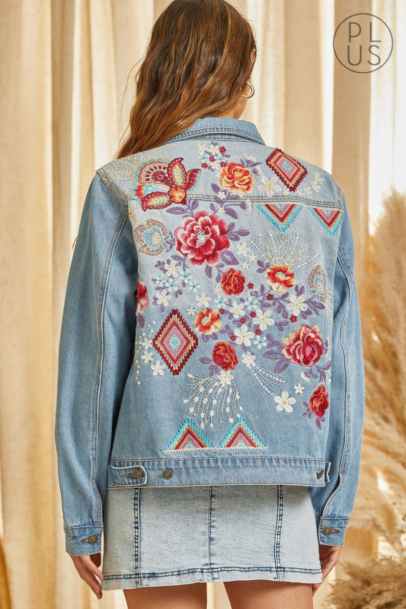 Jacket en jean avec broderies au dos